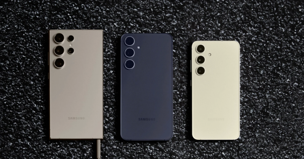 Samsung Galaxy S24 Series Smartphones Displayed with Key Features